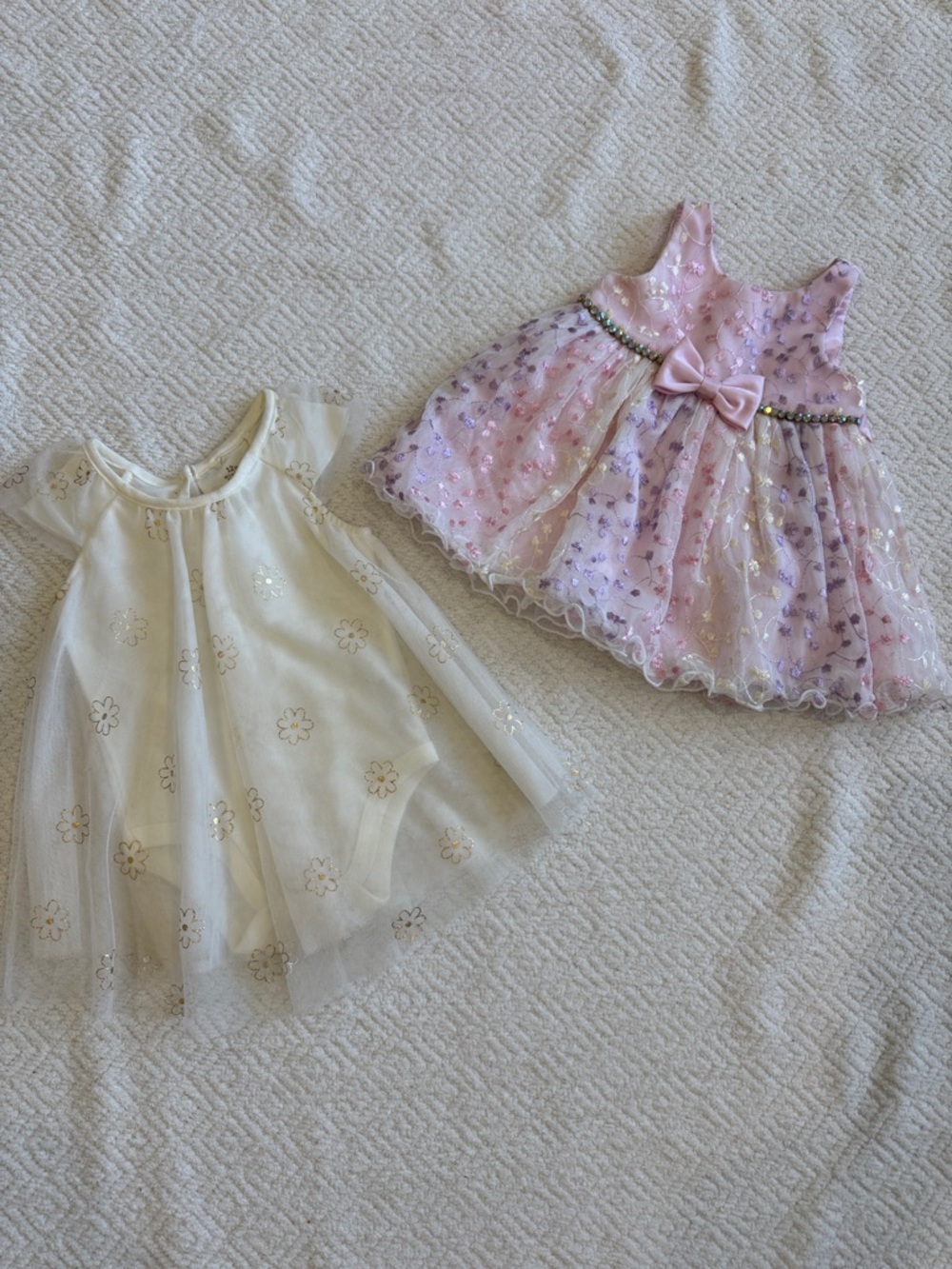 Lot of 2 Dresses American Princess Pink Floral Bow Party Dress-Baby starter Dres